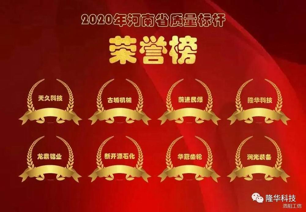 喜報！隆華公司入選河南省質(zhì)量標桿企業(yè)